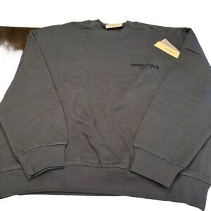 Fear Of God Essentials Crewneck Sweatshirt Stretch Limo Black Size L NEW W/TAGS